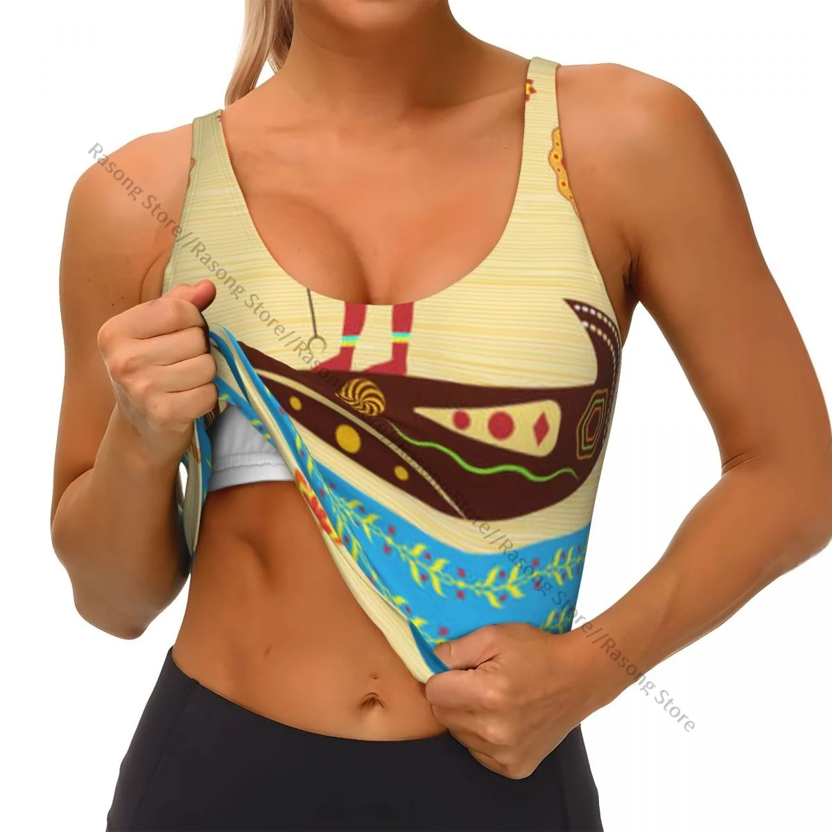 سترة اليوغا النسائية الصالة الرياضية المحاصيل القمم الأسطورية إله مصر القديمة الشارع الشهير تجريب تنفس تانك القمم الإناث #3