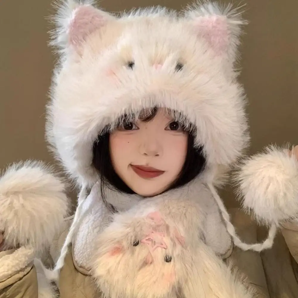 

New Thickened Warm Hat Cute Cat Soft Ear Protection Cap Windproof Winter Warm Cap Winter