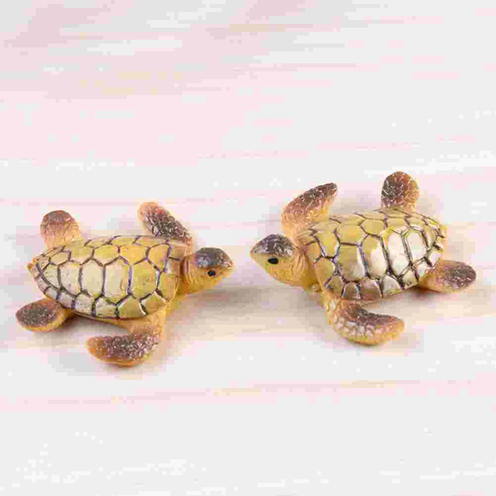 

4 Pcs Toy Fish Tank Turtle Ornament Tabletop Sculpture Natural Resin Decorative Craft