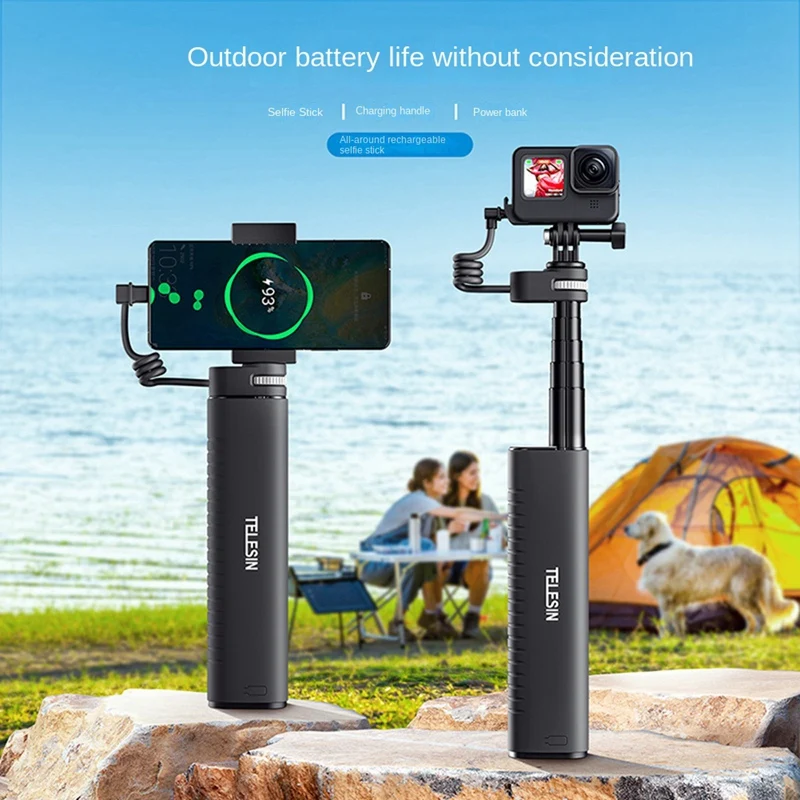 Telescopin Universal Self-Timer Lever 10000Mah Power Bank universale per Gopro Insta360 Action Sports Camera per Smart Phone