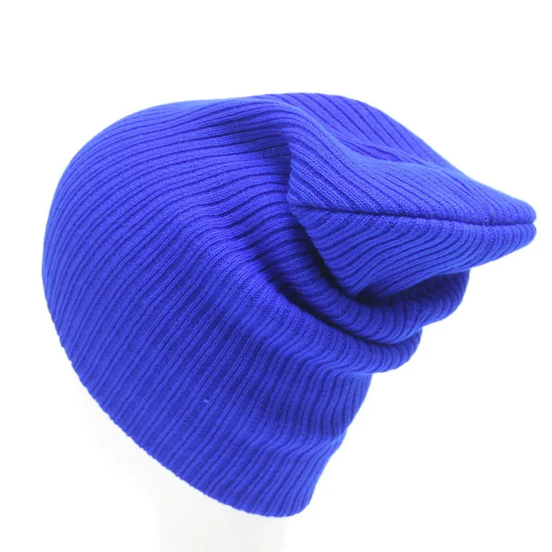 Stretchy Plain Knitted Hat Women Beanies Solid Skull Cap Winter Keep Warm Dark Green Grey Blue Black