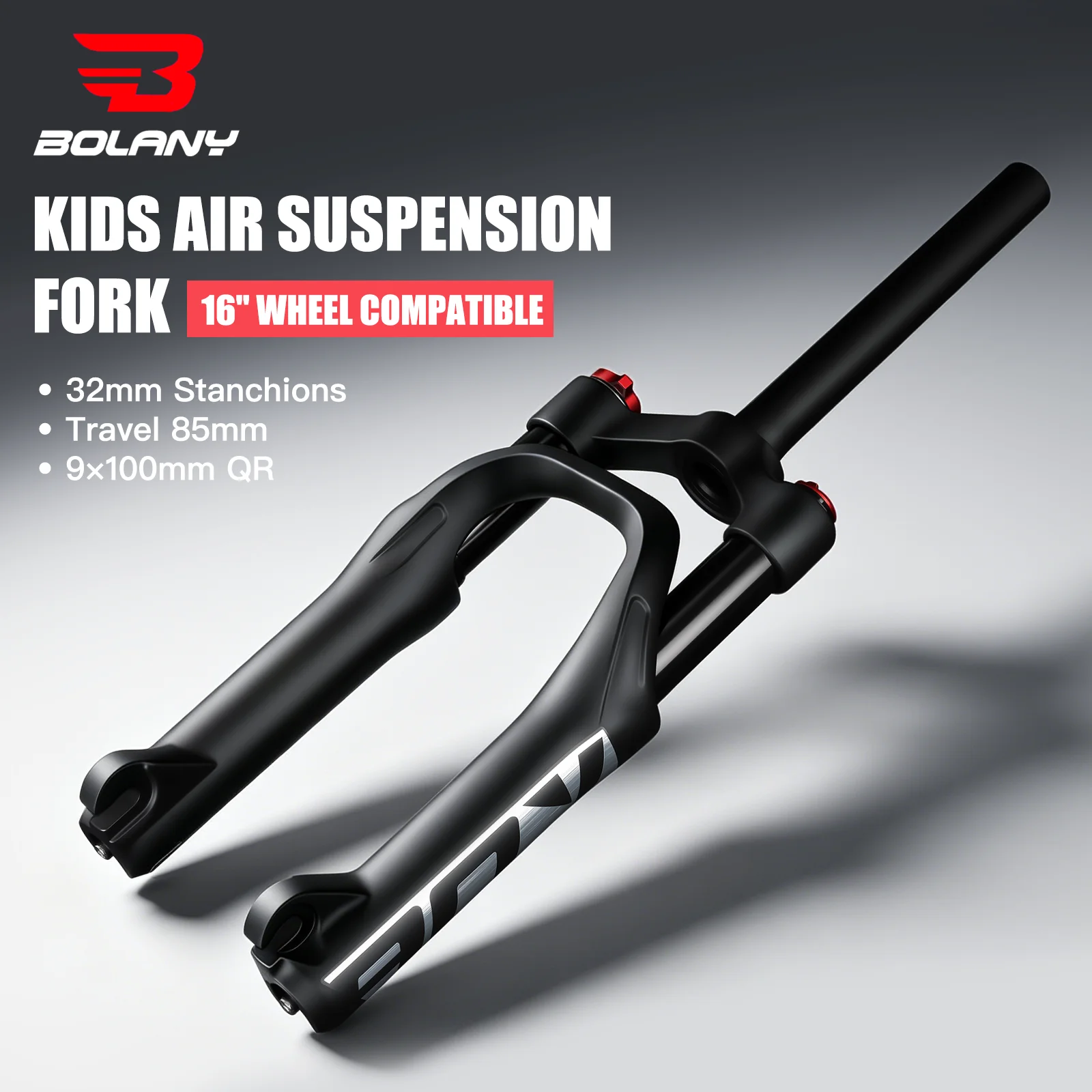 BOLANY 16 Inch AIR Fork Mountain Bicycle Disc Brake Straight Tube Travel 100mm MTB Air Suspension Fork Bicycle Accessoires