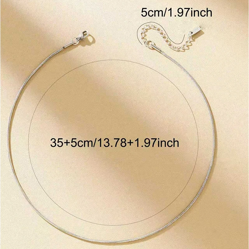 قطعة واحدة من قلادة الأفعى المستديرة المصنوعة من الفولاذ المقاوم للصدأ للنساء، سلسلة بسيطة على شكل عظمة الترقوة، سلسلة عنق #3