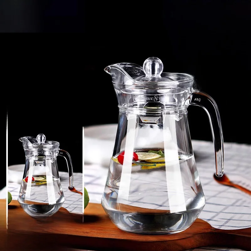 

Большая стеклянная кувшин-чайник для холодной воды, термостойкая, для заваривания чая, в скандинавском стиле, освежающий дизайн, для домашнего использования