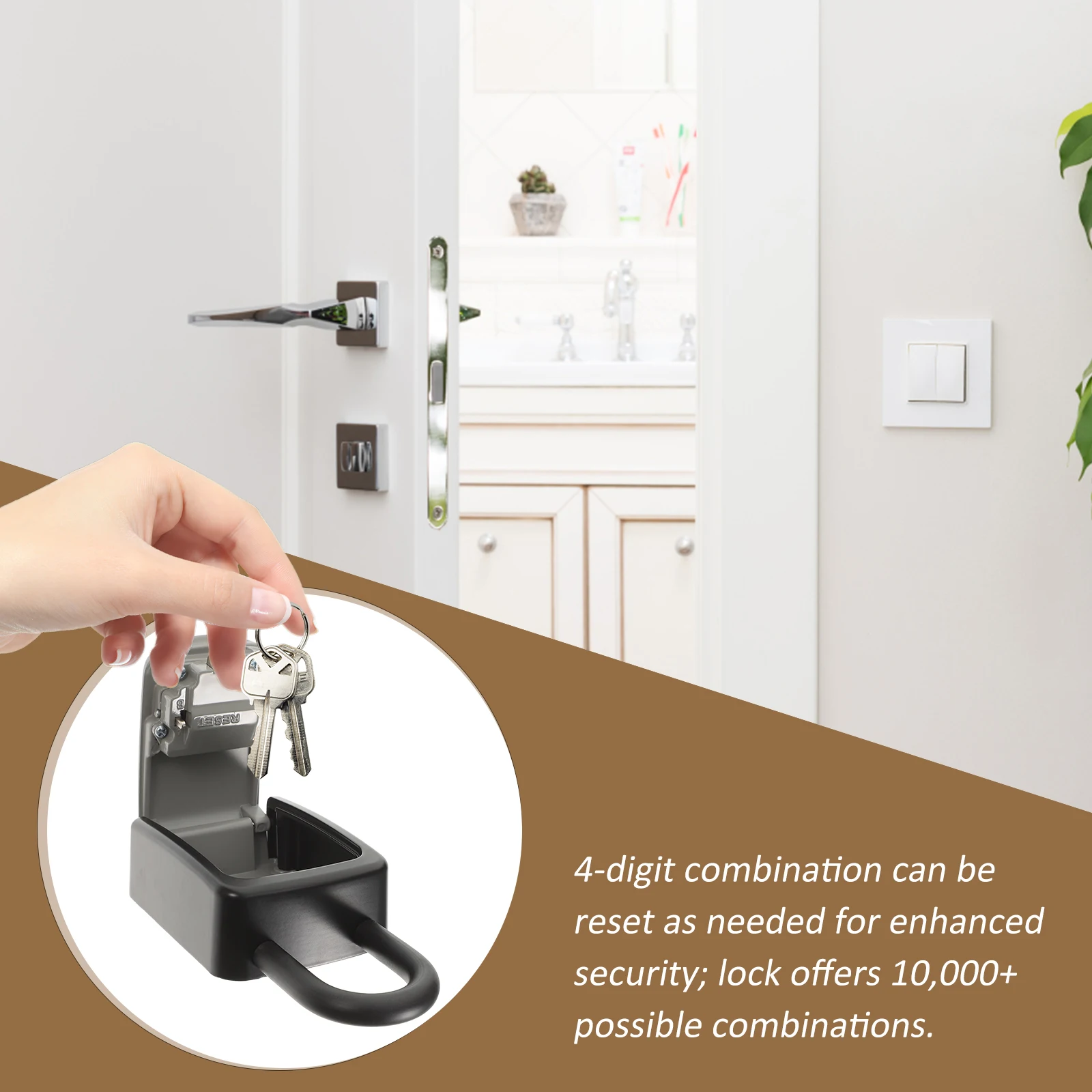 Key Safe Box Outdoor Waterproof Security Lock Box 4- Combination Resettable Steel Storage For House Office