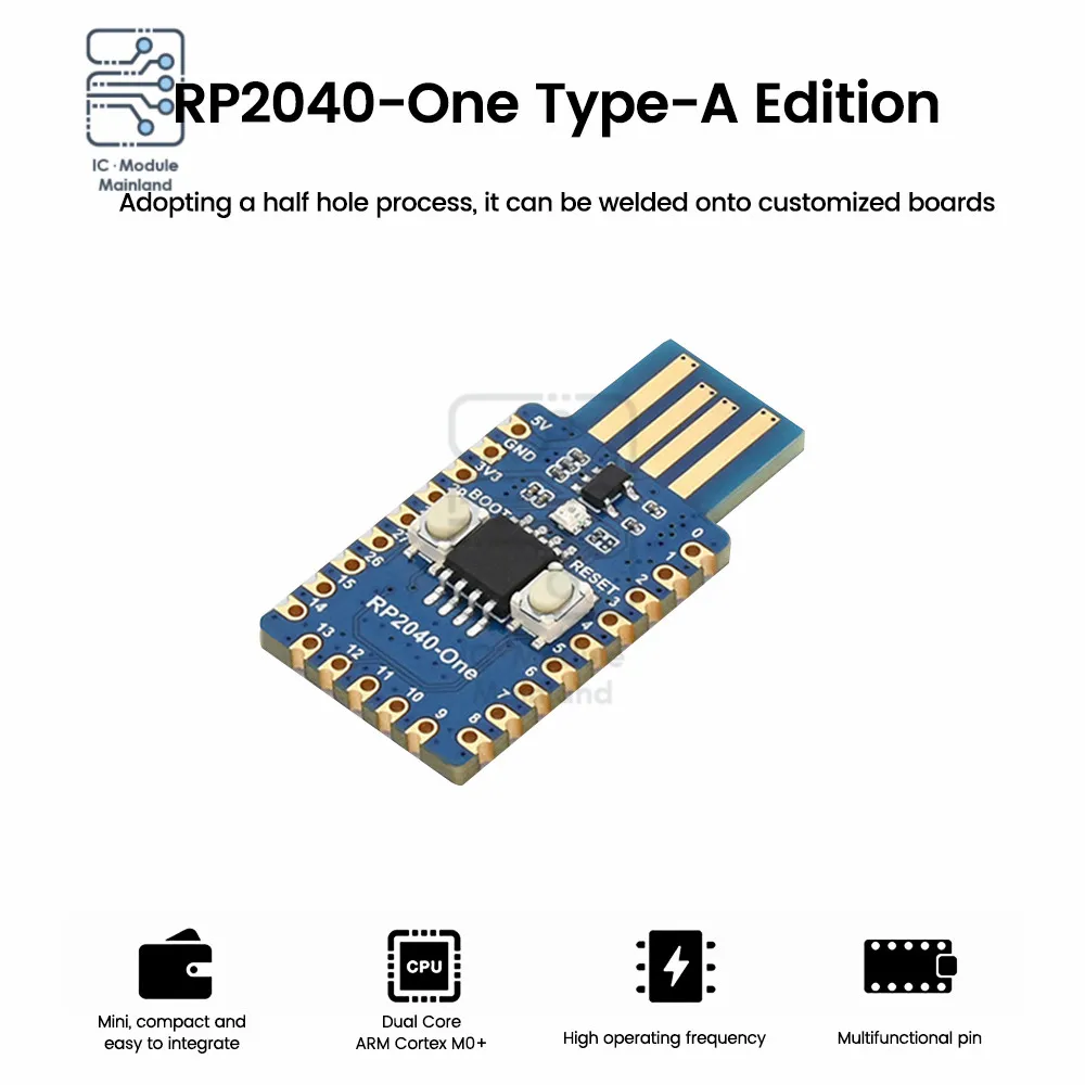 RP2040-One 4MB Flash MCU Board Based On Raspberry Pi RP2040 Microcontroller Chip Type-A MicroPython