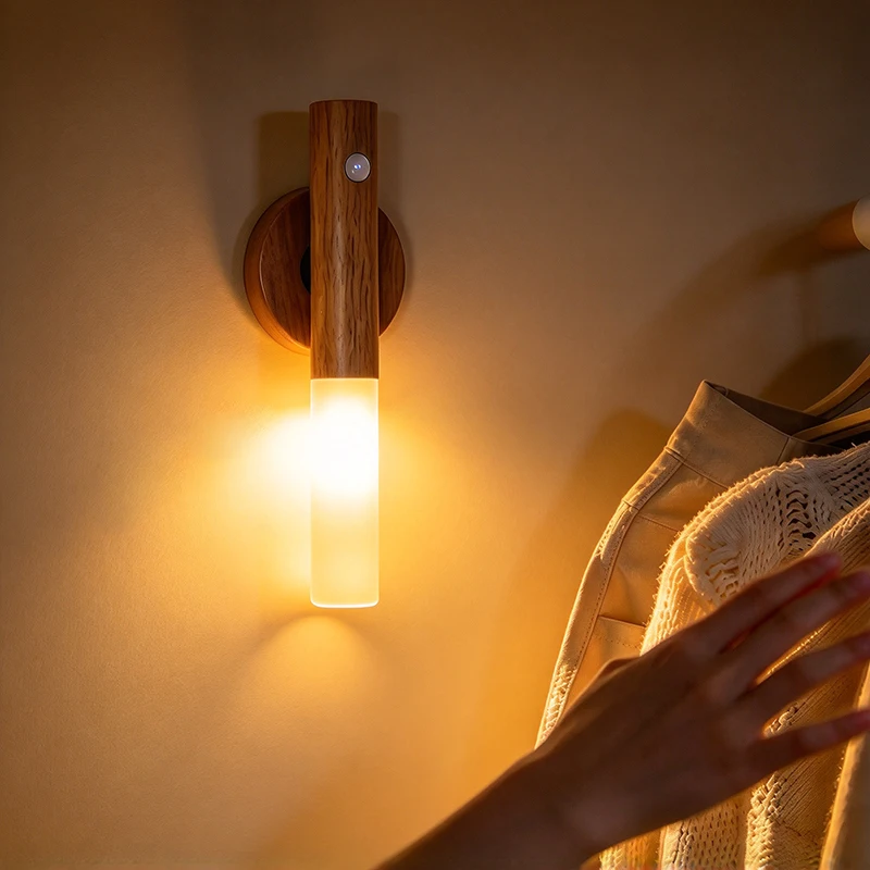 PIR Motion Sensor Magnetic LED Night Light USB Rechargeable Atmosphere Wall Light for Stair Corridor Living Room Indoor