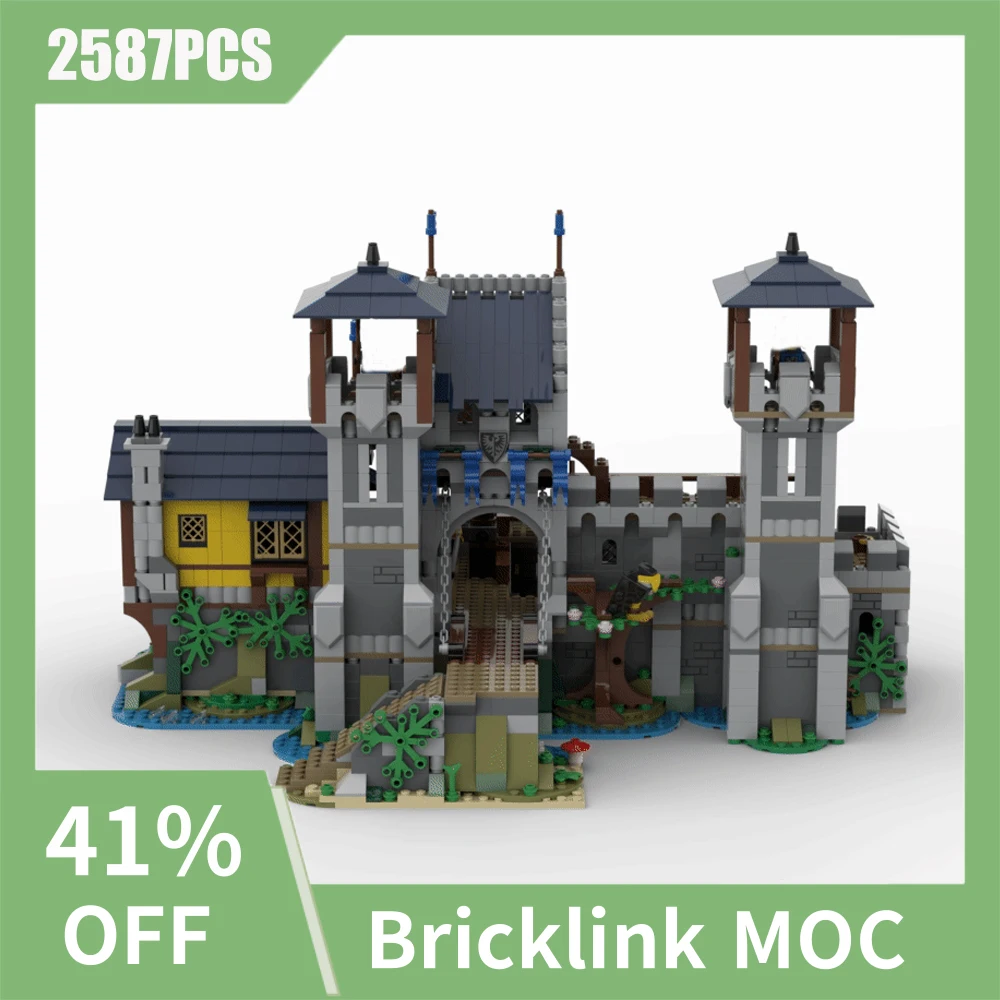 

NEW 2587pcs MOC European Medieval Street View Black Falcons' Outpost DIY creative ideas Retro Toy Birthday Gift blocks MOC-31120