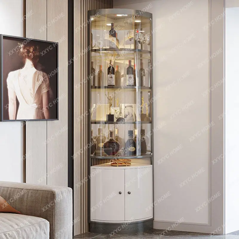 

Triangle wine cabinet curved glass cabinet corner light luxury corner cabinet