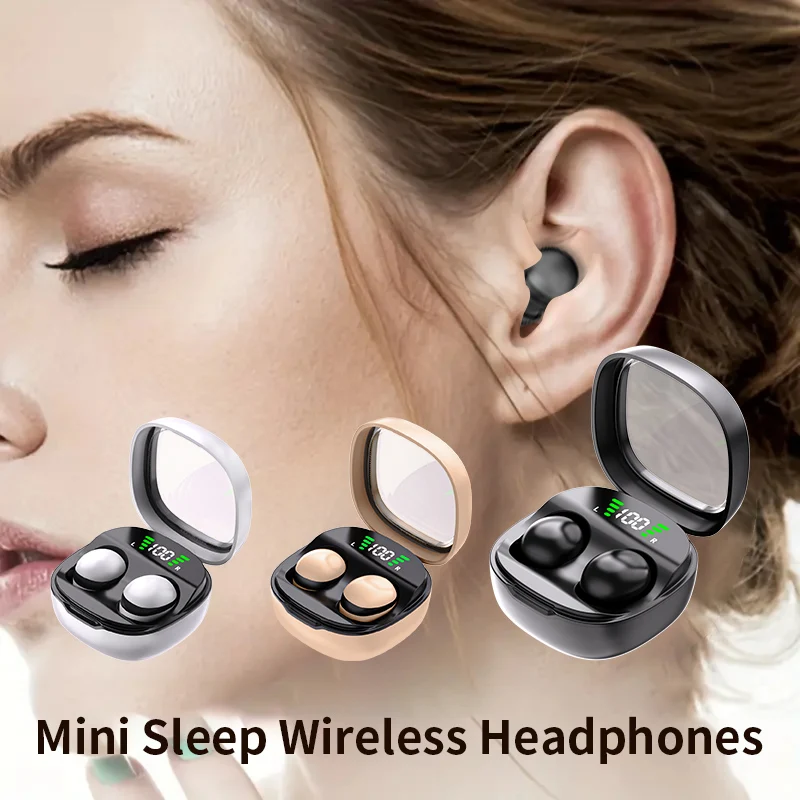 Sleep invisible earbuds, miniature earphones, hidden noise cancelling wireless earphones, sports stereo Bluetooth 5.3 earphones