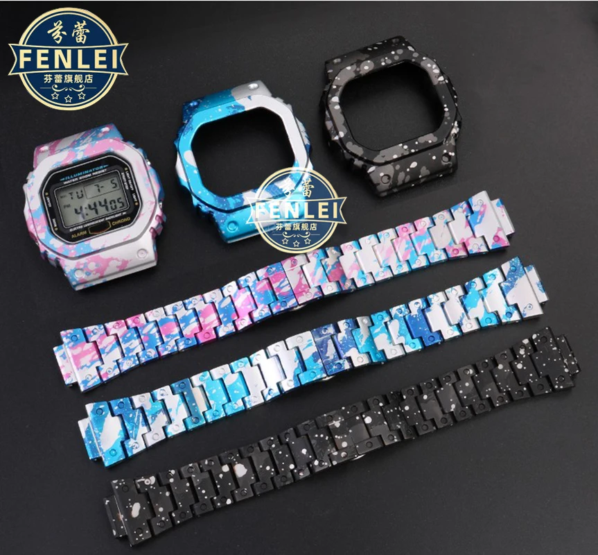 Modification Refitted Titanium Aluminum Alloy Watch band Bezel Set For Casio G-SHOCK DW-5600 GW-B5600 Watch Strap and Watch Case