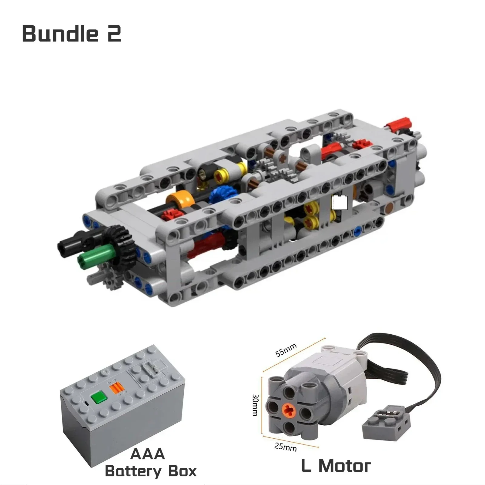 8-Gang-Getriebe mit L-Motor und AA/AAA-Batteriekasten für Legoeds-kompatible Bausteine, technische Teile