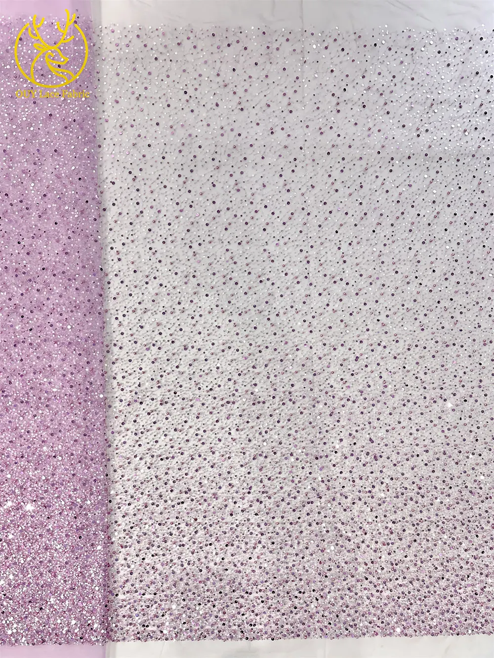 Hot Sale African Handmade Beaded Sequin Lace Fabric Elegant French Nigerian Mesh Tulle Lace Fabric Ladies Wedding Party Dresses