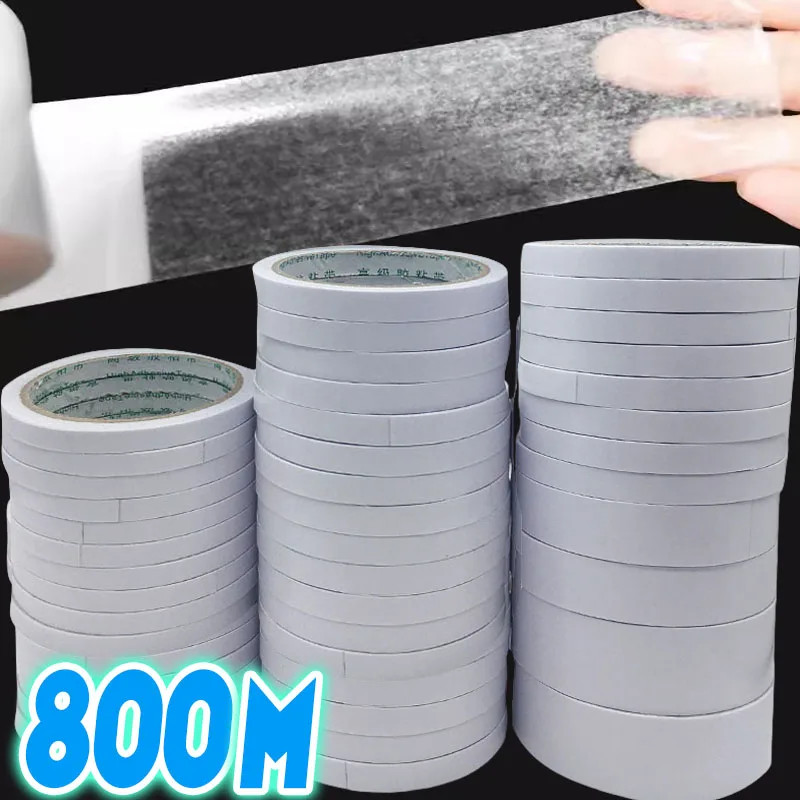 8/800M Double Sided Adhesive Tape 8M Ultra-thin White Strong Tape Sticker For Home Office Craft Double Sided Tape Sticky Paper