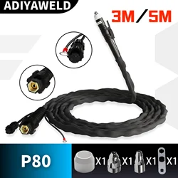 ADIYAWELD P80 Air Plasma Cutting Torch Pilot Arc 3M/5M/7M Burner Holder CNC Auto Cutting/Manual Black Straight CUT 20mm