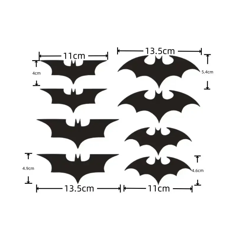 8Pcs/Set Bat Pattern Vinyl Car Stickers, Waterproof Decals, Auto Side Tail Decor, Anti Scratch Cover Scratches Styling Label