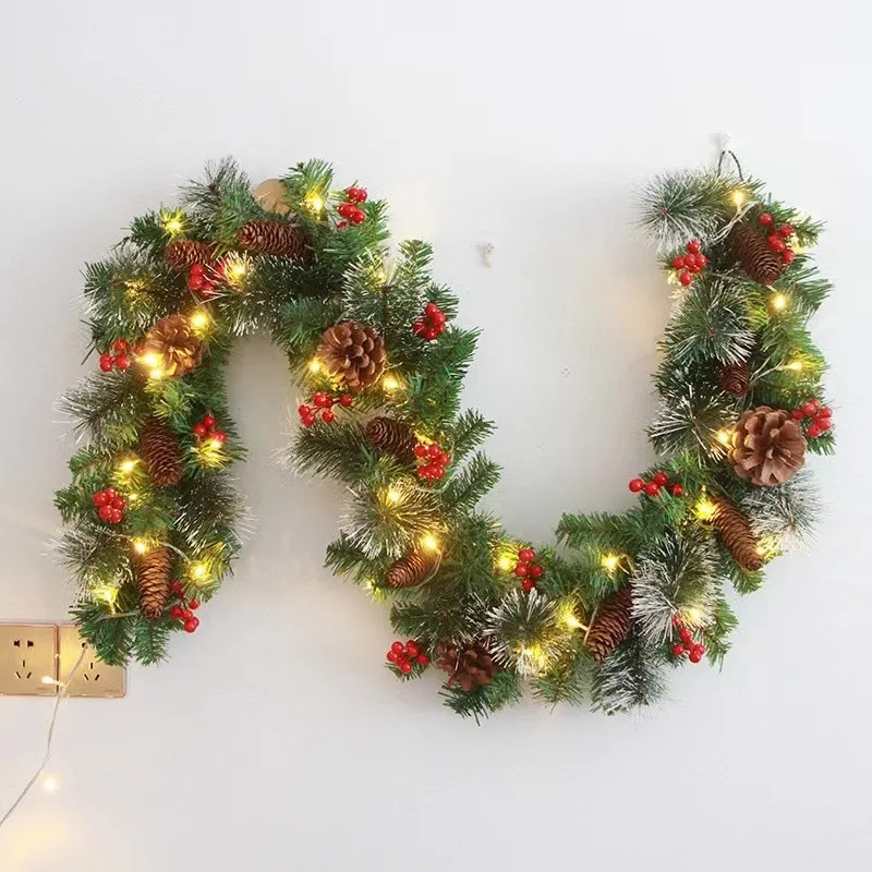 Christmas Garlands With Pinecones Red Berries Artificial Christmas Wreaths For Home Xmas Tree Stairs Door New Year Decoration