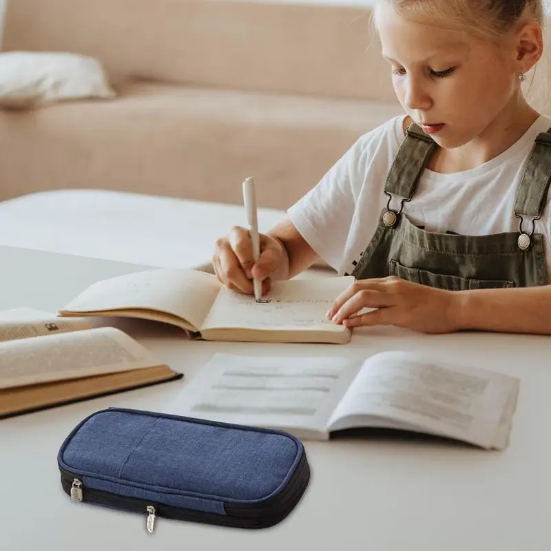 Grande Trousse à Crayons en Toile, 7x21cm