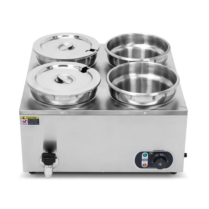 4 Round Pot Stainless Steel Commercial Bain Marie Electric Soup Warmer Adjustable Temp Food Heat Preservation Machine Customized