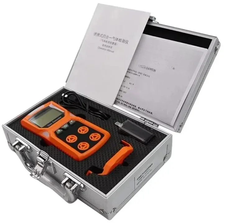 جهاز اختبار كاشف الغاز 4 في 1 عالي الدقة، محلل متعدد الوظائف CO O2 H2S EX، جهاز إنذار بصري مسموع، شبكة المواد العلوية #5