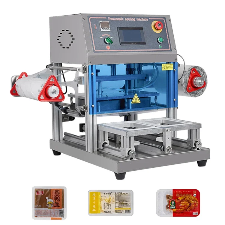 Pneumatic tray automatic desktop packaging machine high quality nitrogen gas flow tray sealer tray packaging machine