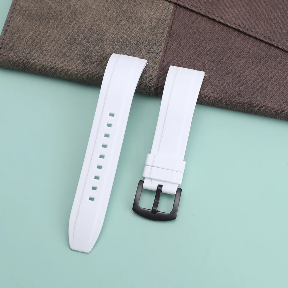 Quality Fluoro Rubber Watch Strap 18mm 19mm 20mm 21mm 22mm 24mm Sport Watchband Black Green Wristband With Quick Release Band