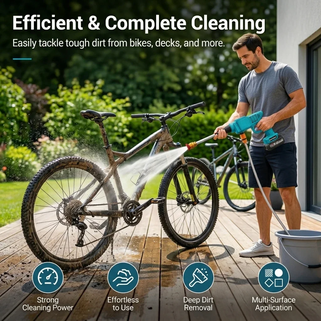 HIPPCRON 6-in-1 Hochdruck-Elektro-Autowäscher Wasserpistole 18000 U/min Bürstenloses Tragbares Reinigungswerkzeug für Makita 18V Ohne Akku – Detail 9