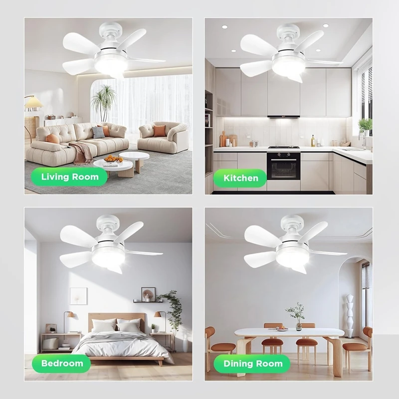Socket Ceiling Fans with Lights and Remote - Socket Fan Light with Dimmable Led Light Bulb,Screw in Small Ceiling Fan-A55K