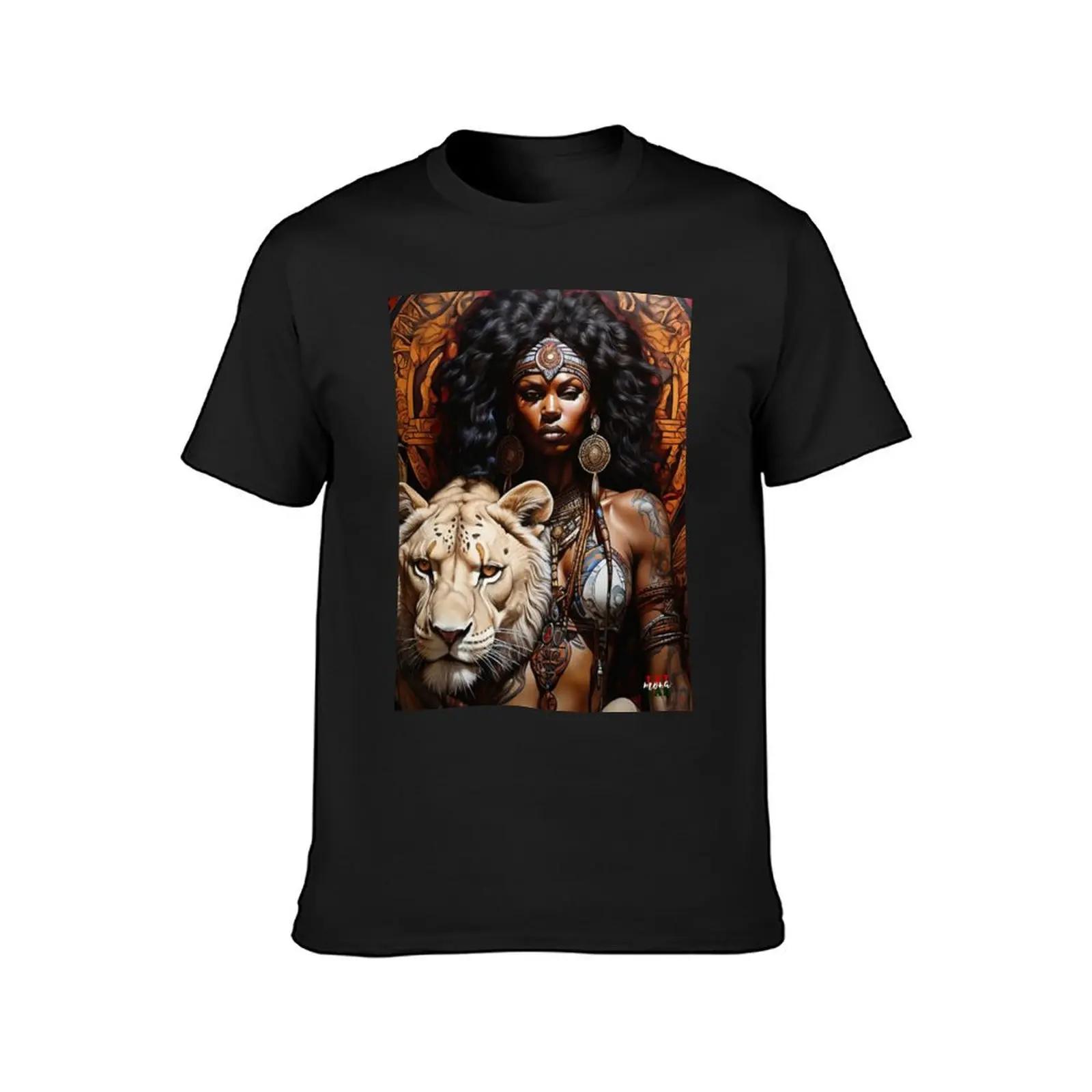 Savage Daughter with White Lion; Africa; T-Shirt boys animal print funnys plus size tops summer tops T-shirts for men cotton