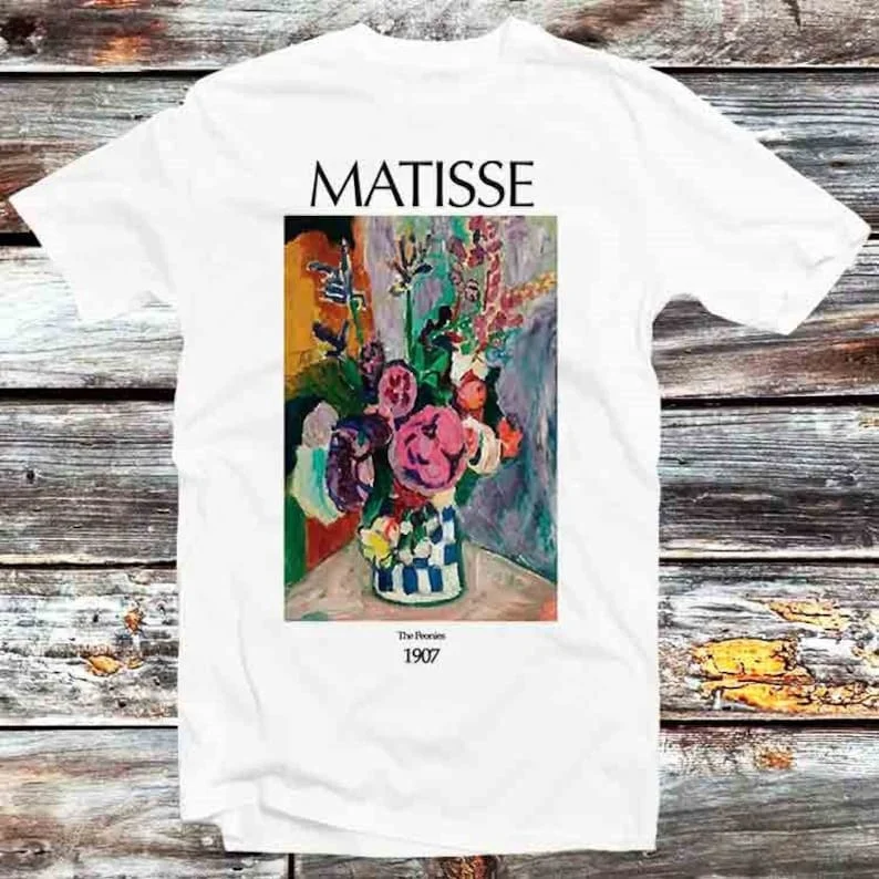 

Henri Matisse The Peonies T Shirt Vintage Retro Gift Mens Womens Unisex Cartoon Anime Top Tee B1249