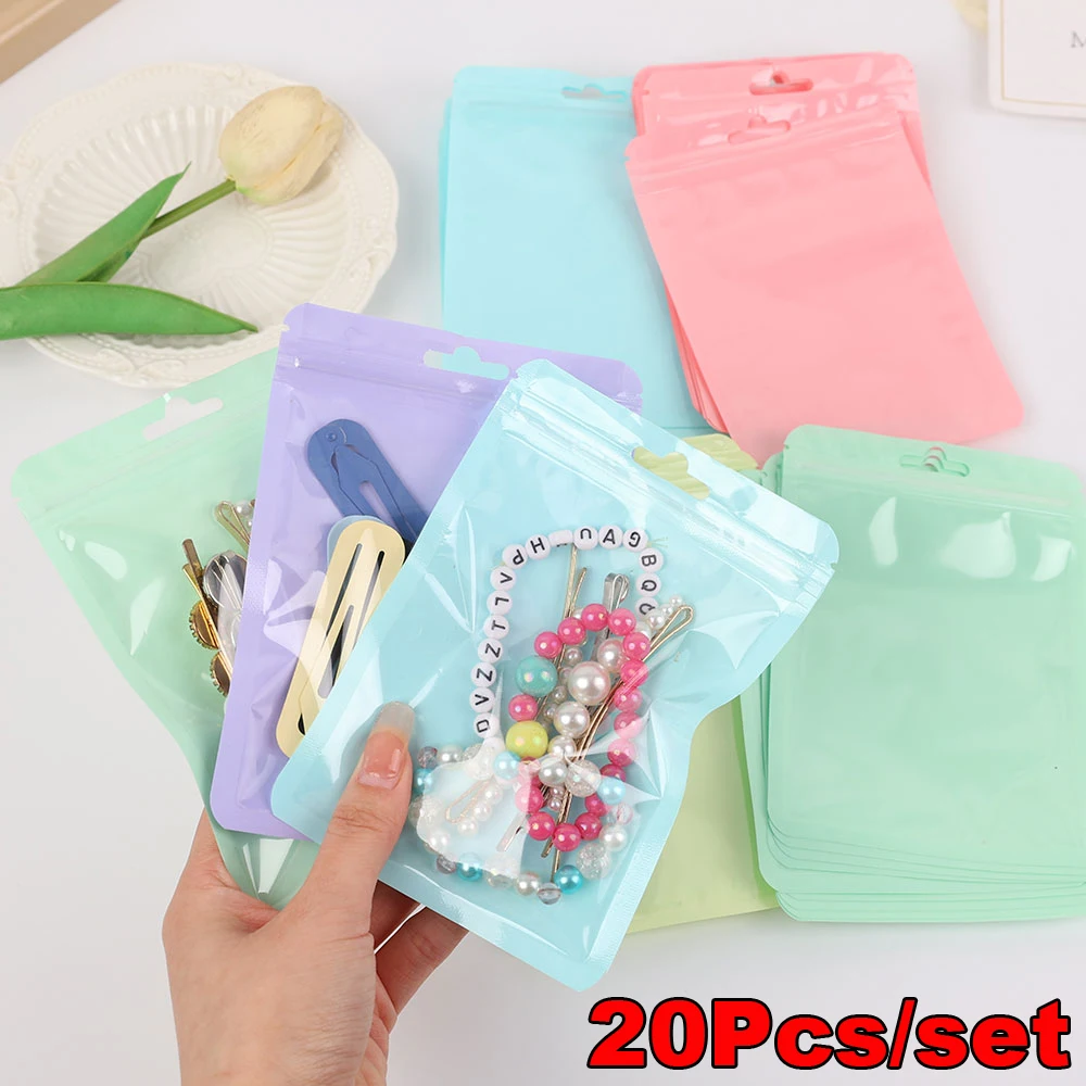 20/10Pcs Sealing Bags Colorful Resealable Storage Bag For Necklace Bracelet Jewelry Gifts Packaging Reusable Kitchen Organizer