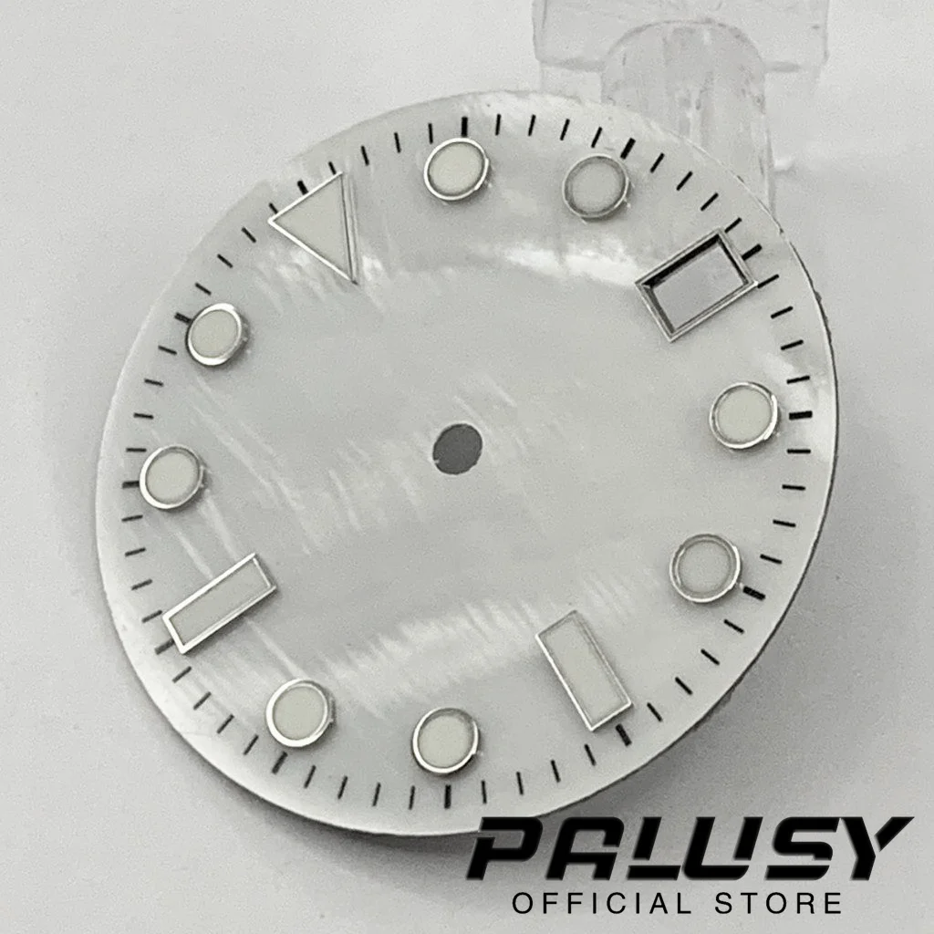 28.5mm NH35 Back White Blue Green Watch Dial Luminous Shell Watch Faces for NH35/NH35A/4R/7S Movement Replacement Parts