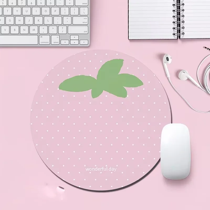Kawaii Sweet Strawberry Wave Point Creative Rubber Mouse Pad Anti Slip Waterproof Office Computer Game Desktop Decoration