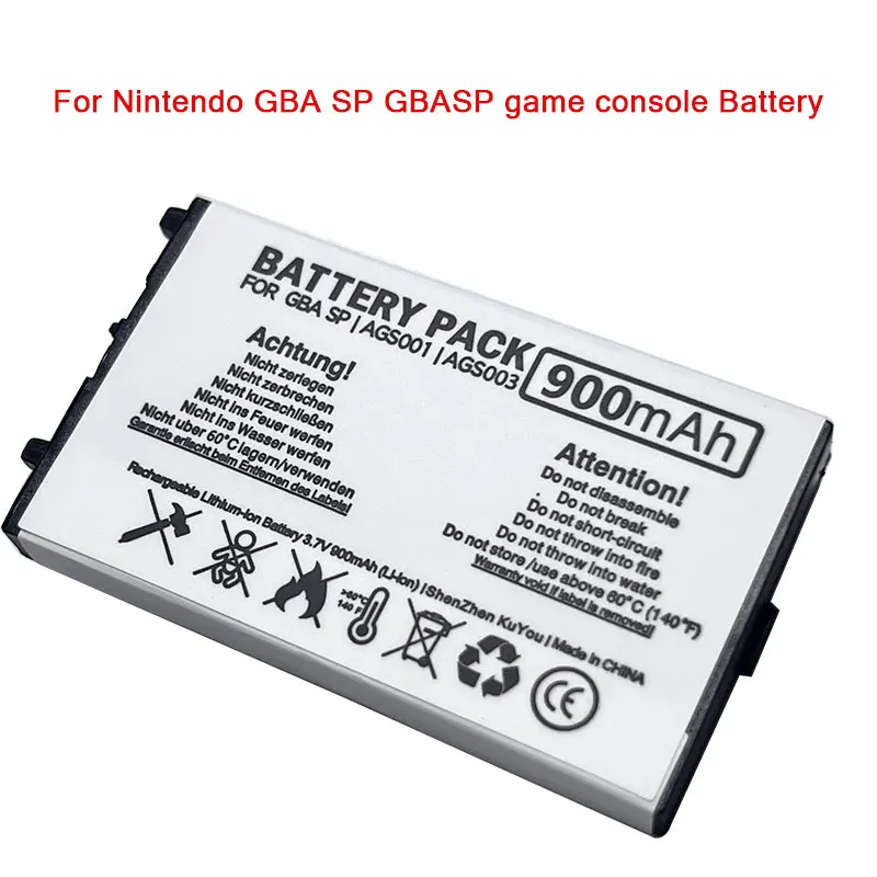 AGS 003 Rechargeable Lithium Battery 3.7V 900mAh for Nintendo GBA SP Game Boy Advance SP Game Console GBASP Built-in Batteries