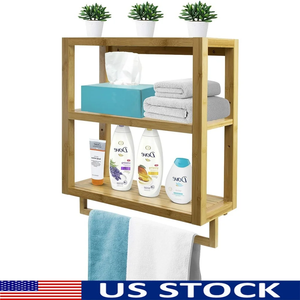 

Бамбуковый 3-уровневый настенный органайзер, вешалка для полотенец, держатель для ванной комнаты, кухни, прихожей, хранения, влагостойкие регулируемые полки