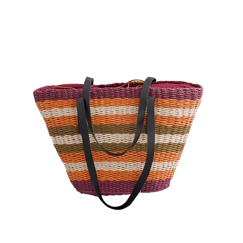 Casual Wicker Woven Basket Bags Rattan Women Handbags Summer Beach Straw Large Capacity Tote Big Shoulder Crossbody Bag 2022