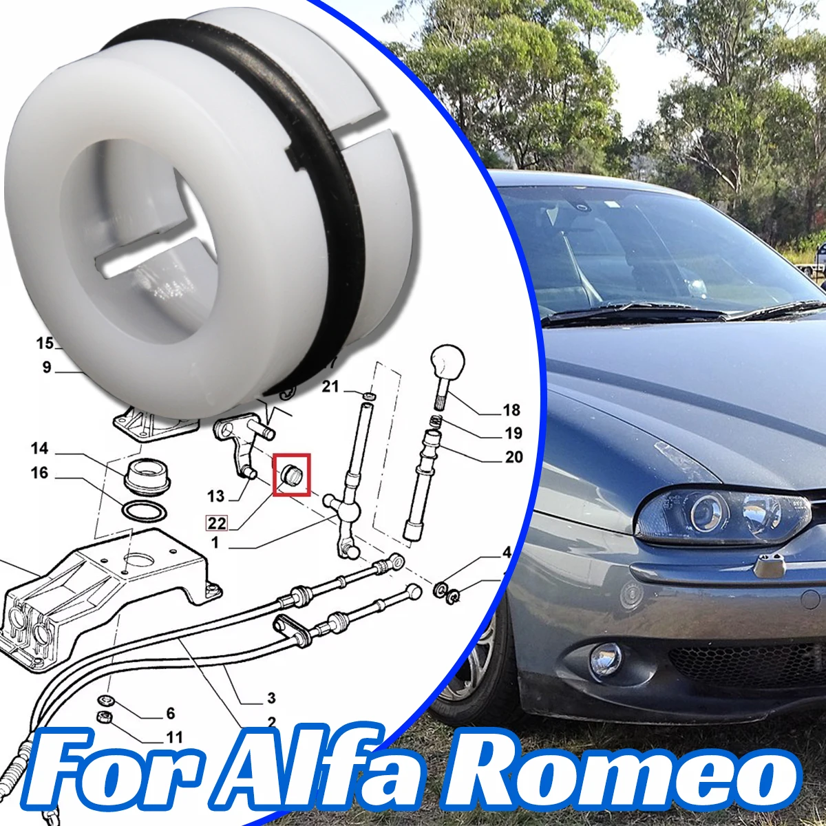 

For Alfa Romeo 166 156 147 146 145 Gear Lever Repair Kit Manual Selector Shifter Linkage Pivot Bush Grommet Shifting Issue Fix