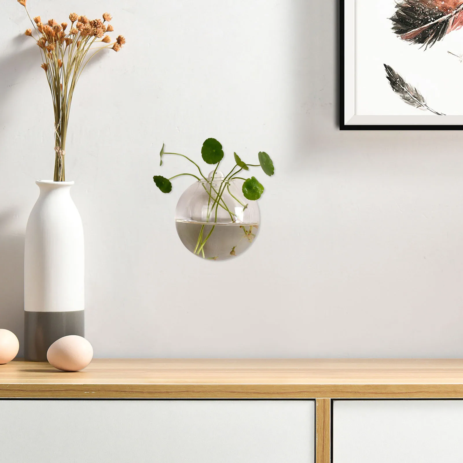 

Wall Hanging Hydroponic Vase Transparent Glass Planter for Air Plants and Cuttings Desktop Propagation Station Modern Home