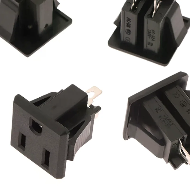 5pcs Black 15A 125V Copper American Japan Canada Mexico 3 Pin Elcectrical AC Power Socket Universal US Standard Industry Socket