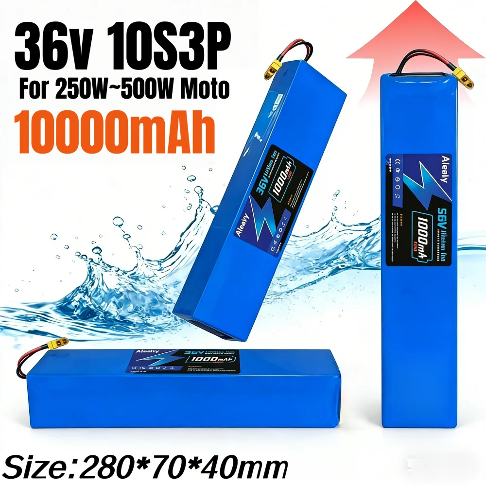 

36V Battery Pack 10S3P 10000mAh 18650 Li-ion Built-in BMS Rechargeable for 250W~500W Motor Electric Scooter and Vehicles.