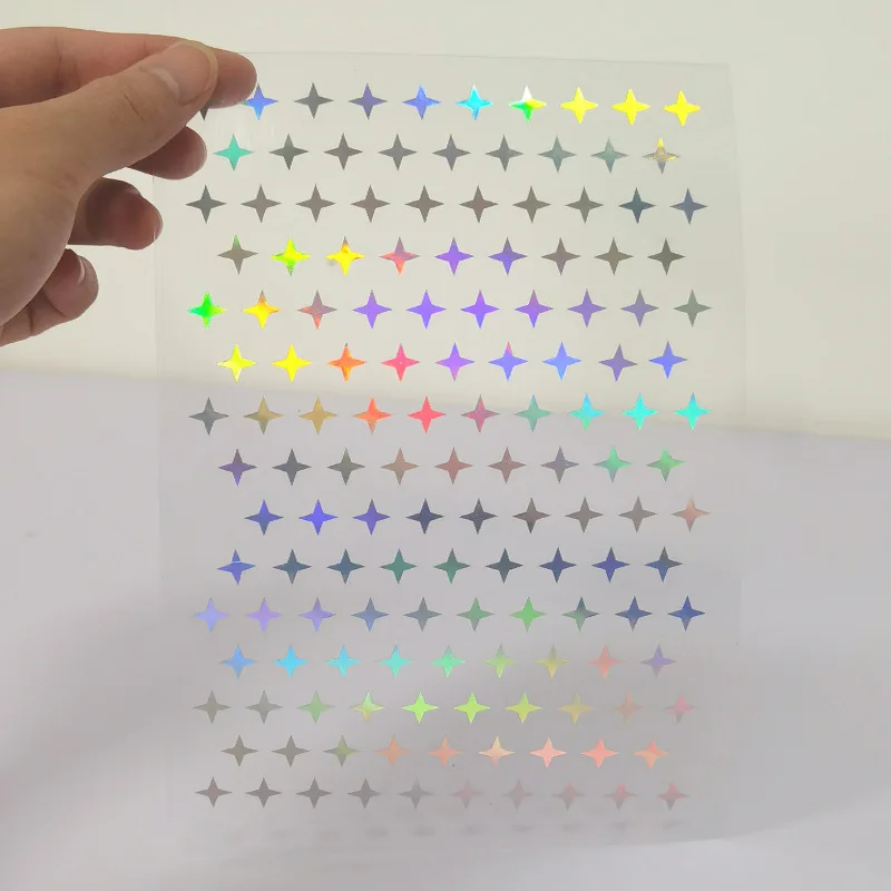 Laser Film Round Star Love Flower Four Pointed Star Lettering Sticker Decoration Decoration Colorful Laser