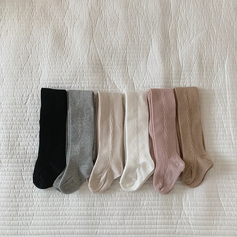 2024 Ins Spring Autumn Korean Baby Girls Sock Leggings Cotton Solid Footed Stretch Toddler Girls Pants Kids Girls Panty