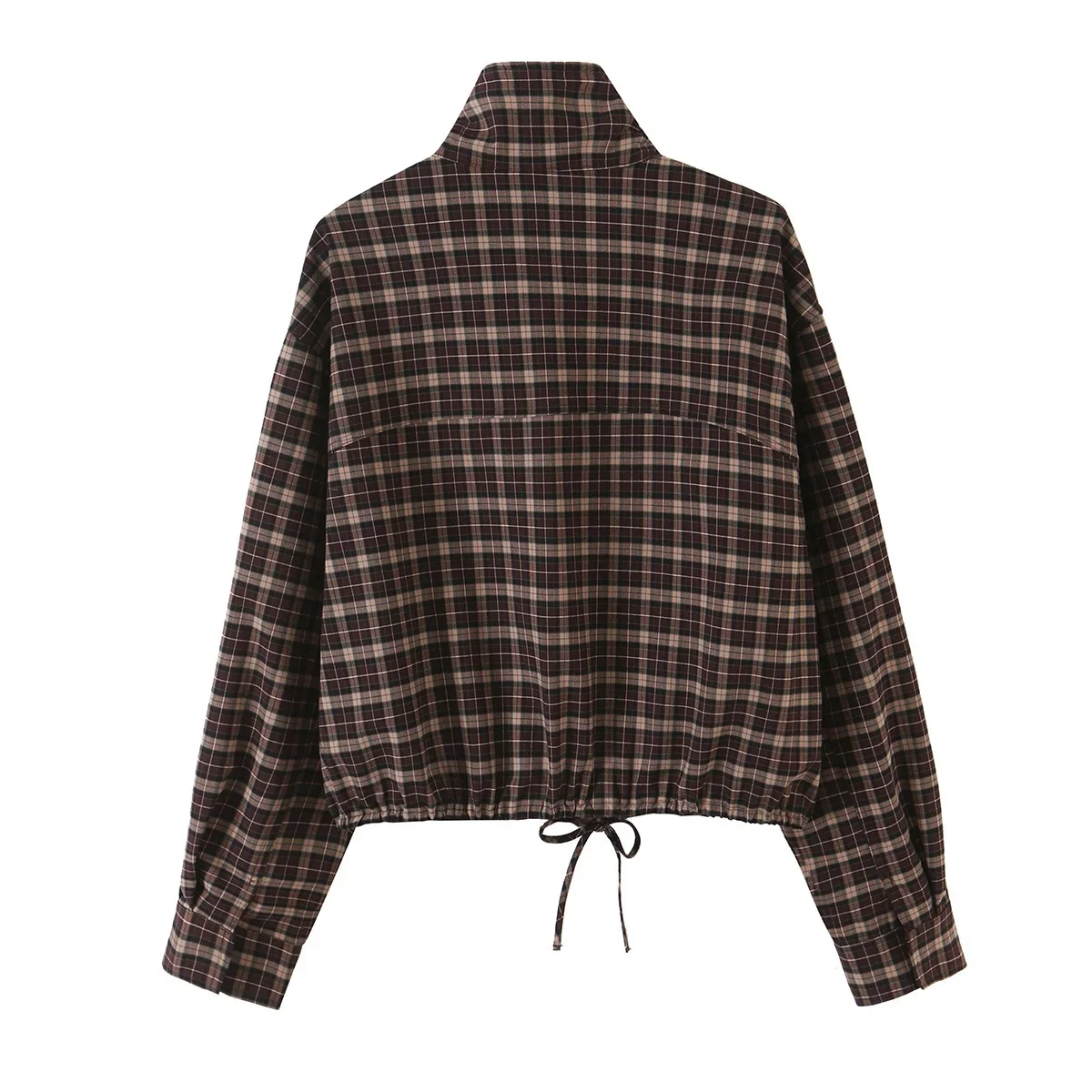 KONDALA Damen Vintage Lässiger Karierter Minirock-Anzug 2026 Herbst Trendiges Klassisches Retro-Set mit Stehkragen-Jacke und Weitgefalteten Culottes – Detail 6