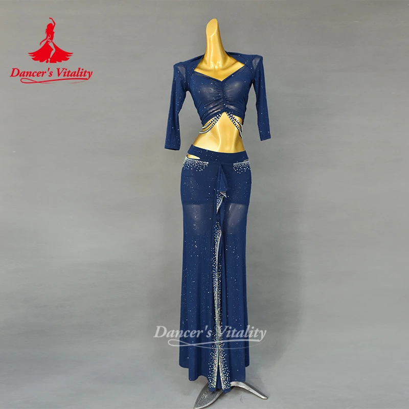 Belly Dance Performance Clothing Suit for Women Bellydance Half Sleeves Top+mesh Long Skirt 2pcs Oriental Professional Set Wear