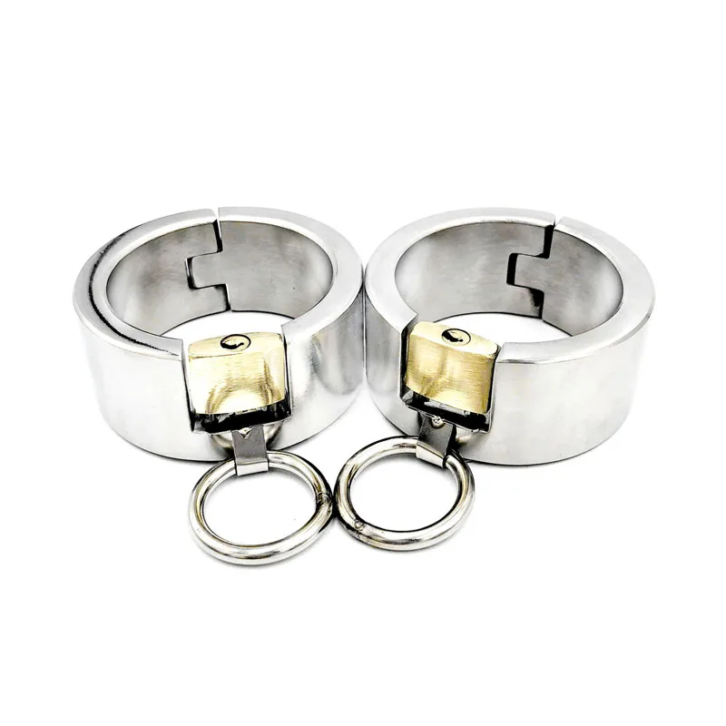 Stainless Steel Handcuff Slave Restraints Set Bondage Collar Ankle Cuffs BDSM Adult Games Sex Toys for Women Man Couples