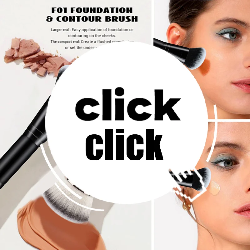 Pennello per trucco professionale a doppia estremità 2 in 1, grande testa tonda e manico per fondotinta, correttore, impostazione, strumento per trucco da viaggio