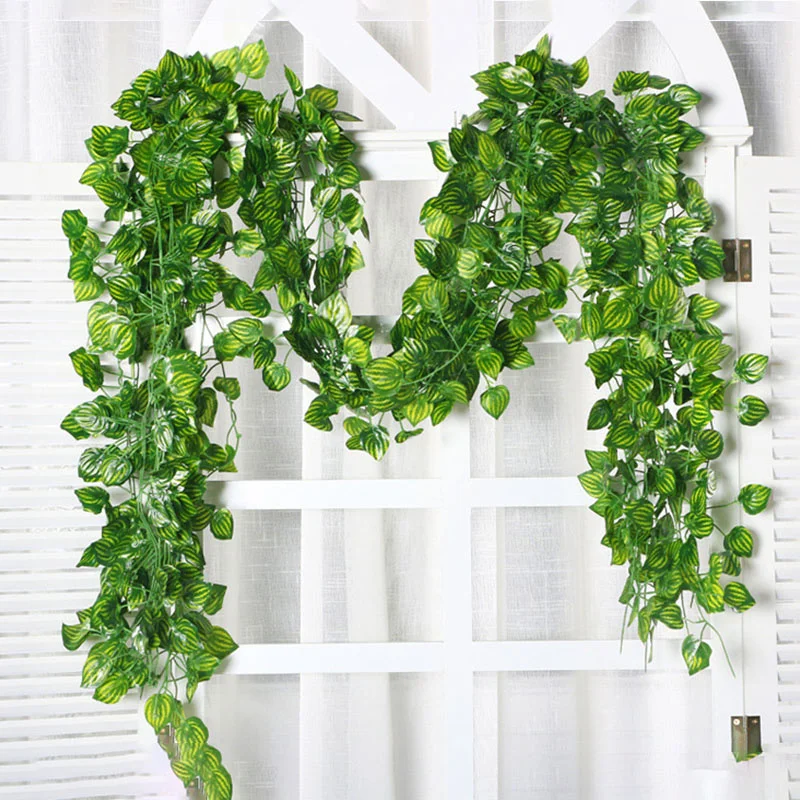 3/6pcs Artificial Ivy Leaf Plants Vine Hanging Garland Fake Foliage Flowers Home Kitchen Garden Office Wedding Wall Decor Rattan