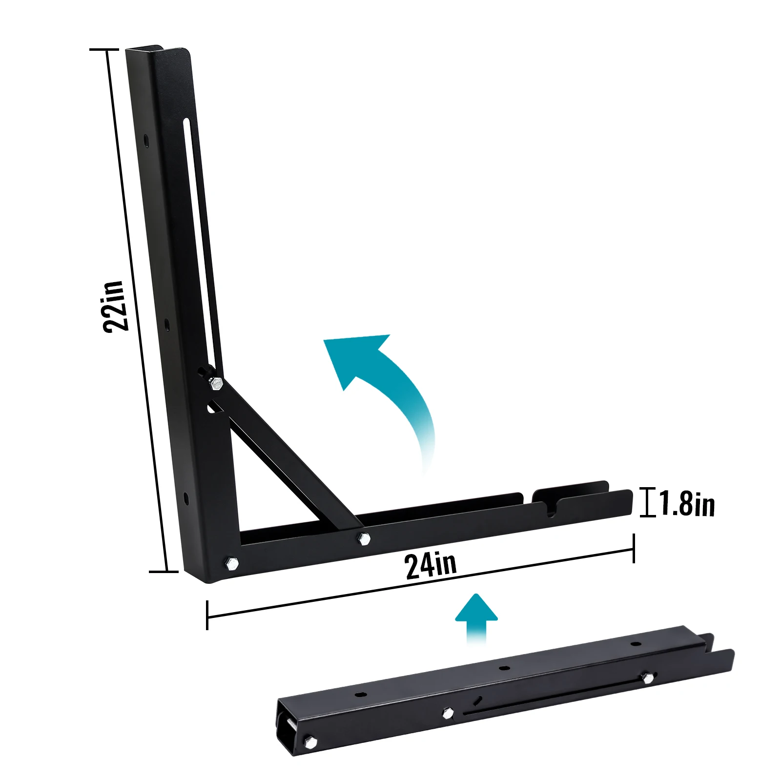 24'' Foldable Triangle Bracket 2 Pack Shelf Brackets DIY Heavy Duty Triangle Bracket Max Load 500 lb Space Saving Folding Shelf