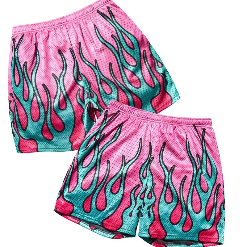 Fashion Gym Fitness Sports Men's Tiger Skull Retro Shorts Training Jogging Quick-Dry Breathable Shorts Boxing Sports Beach Short