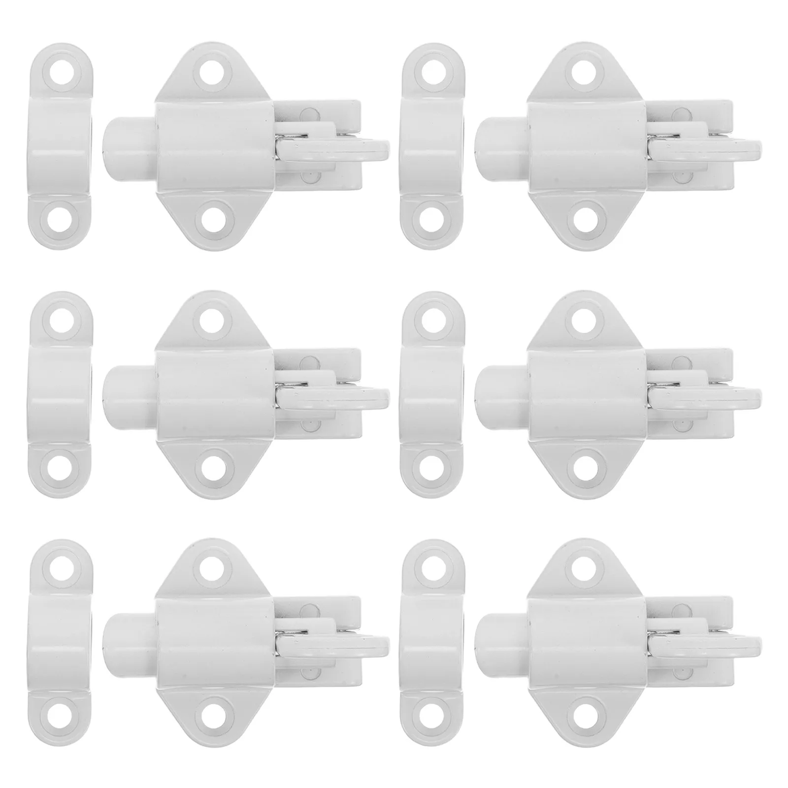 

6pcs Window Door Latch Aluminum Alloy Spring Lock Bolt Sliding Self Closing Safety Hardware White Color